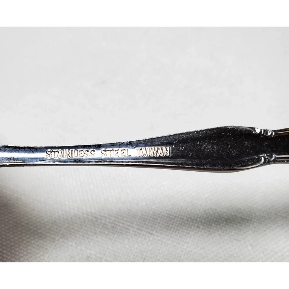 Vintage Stainless Steel Teaspoon Monogram B Floral Scroll Pattern Taiwan Replace